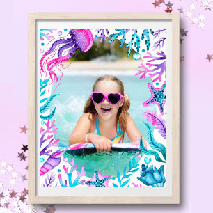 Poster Sous la mer Sirène aquarelle photo cadre