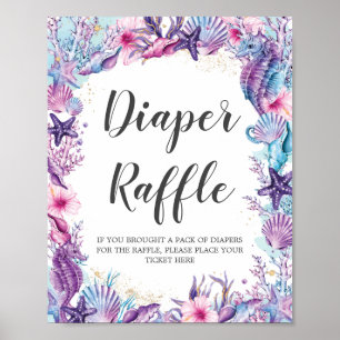 Poster Sous la mer Turquoise Purple Pink Diaper Raffle