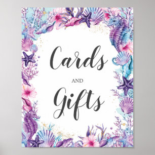 Poster Sous la mer Turquoise Violet Rose Cartes et Cadeau