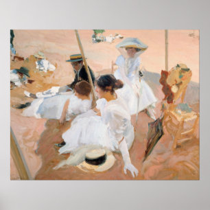 Poster Sous la tente, sur la plage chez Zarauz - Sorolla