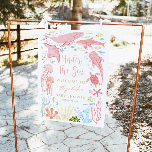 Poster Sous l'Affiche de bienvenue Baby shower Sea Girl (Créateur téléchargé)