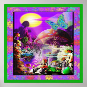 Poster Sous l'affiche des champignons