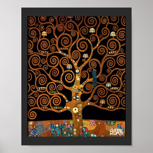 Poster Sous l'arbre de la vie, par Gustav Klimt, (Devant)