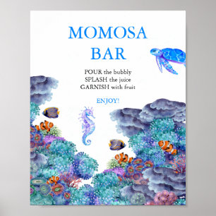Poster Sous le Baby shower de mer Momosa bar