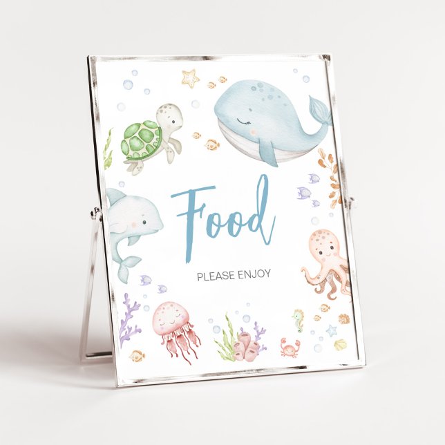 Poster Sous le Baby shower marin (Sea Creatures Ocean Baby Shower Food Sign)