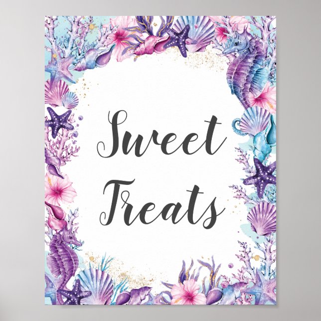 Poster Sous l'eau Turquoise Violet Rose Délices Sucrés  (Devant)