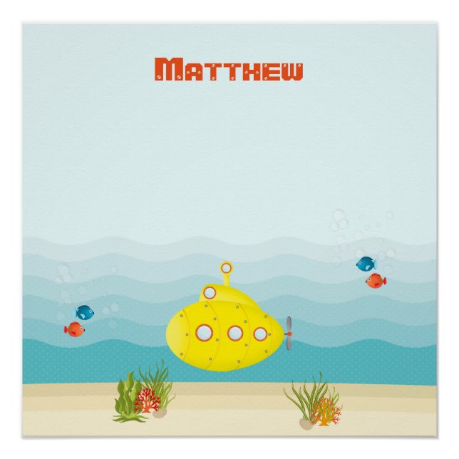 Poster Sous-marin jaune profond (Devant)