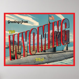 Poster Sous-marin Wyoming Pour USA Retro Carte Postale