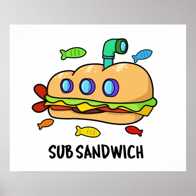 Poster Sous Sandwich Funny Food Pun (Devant)