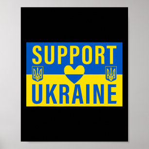 Poster Soutenez le drapeau ukrainien avec le cœur