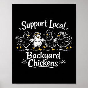 Poster Soutenez les poules de basse-cour locales Rétro vo
