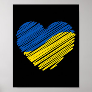 Poster Soutenez l'Ukraine Cœur Drapeau Ukrainien