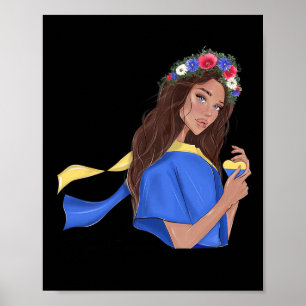 Poster Soutenir la paix en Ukraine Fille ukrainienne cœur