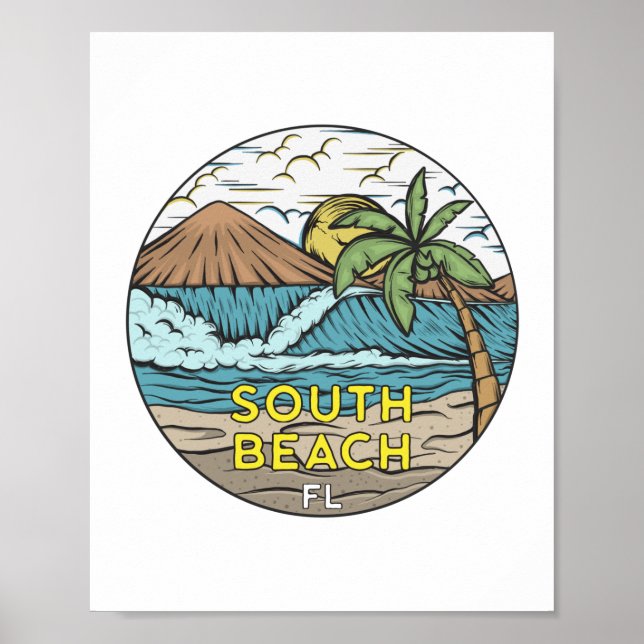 Poster South Beach Florida Vintage (Devant)