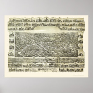 Poster Southbridge, carte panoramique de mA - 1892