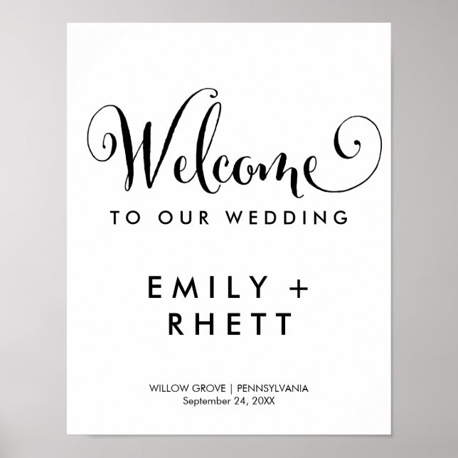 Poster Southern Belle Calligraphy Mariage de bienvenue (Devant)