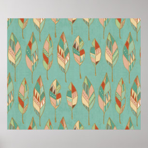 Poster Southwest Geo Step   Watercolor Feather Pattern