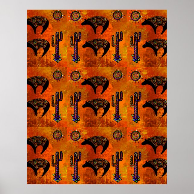 Poster Southwestern Bear Art (Devant)