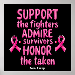 Poster Soutien Admire Honor Cancer du sein Cadeau de sens