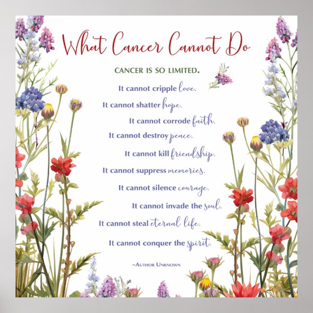 Poster Soutien au cancer Encourager la typographie Fleur  (Devant)