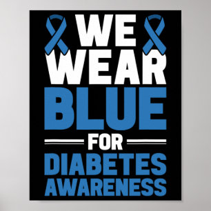 Poster Soutien au diabète Nous Portons Du Bleu Pour L'Aid