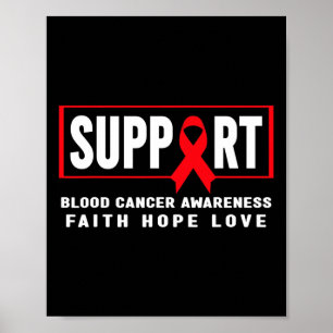 Poster Soutien Cancer du Sang - Ruban Rouge Cancer du San