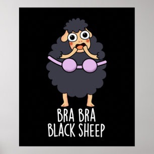 Poster Soutien-gorge Noir Mouton Drôle Animal Pun Dark BG