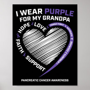 Poster Soutien Je Porte Violet Grand-Père Cancer Pancréat