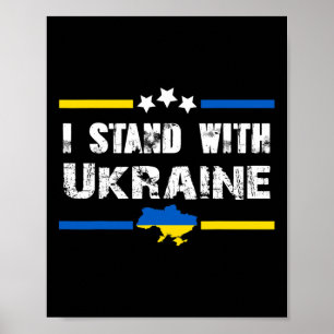 Poster Soutien Je suis avec le drapeau de l'Ukraine Améri