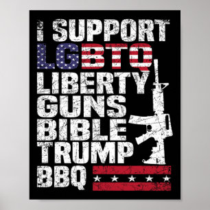 Poster Soutien Lgbtq Liberty Guns Bible Trump Bbq 1