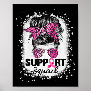 Poster Soutien Squad Messy Bun Pink Breast Cancer