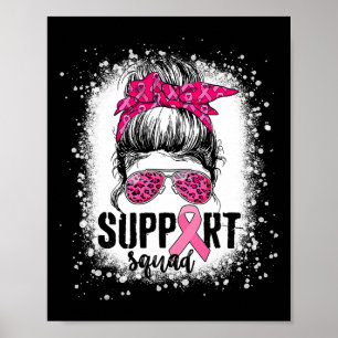 Poster Soutien Squad Messy Bun Pink Warrior Cancer du sei