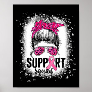 Poster Soutien Squad Messy Bun Pink Warrior Cancer du sei