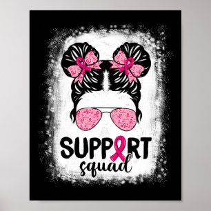 Poster Soutien Squad Messy Bun Pink Warrior Cancer du sei