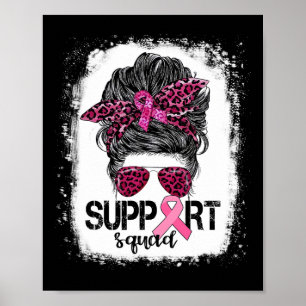 Poster Soutien Squad Messy Bun Pink Warrior Cancer du sei