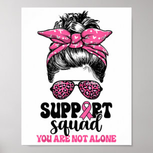 Poster Soutien Squad Messy Bun Pink Warrior Cancer du sei