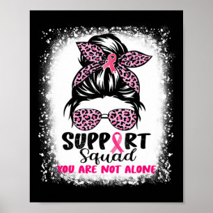 Poster Soutien Squad Messy Bun Pink Warrior Cancer du sei