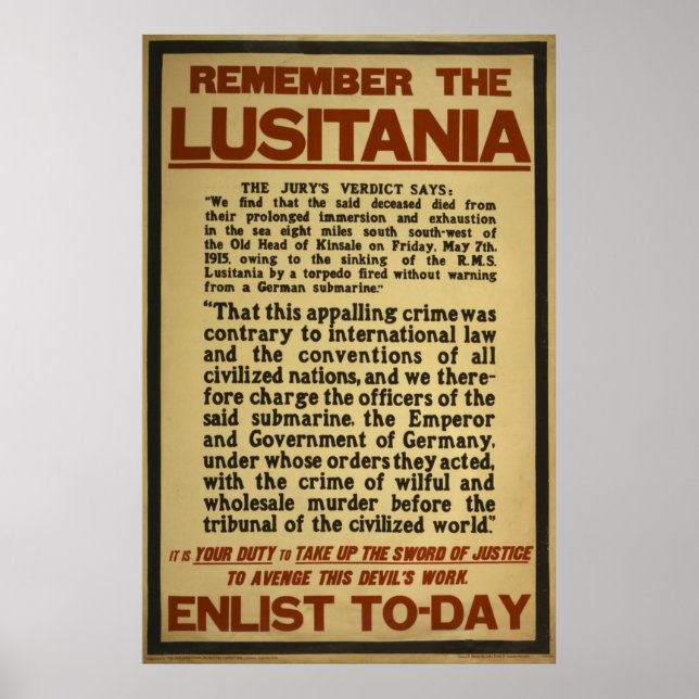 Poster Souvenez-vous de l'inscription Lusitania aujourd'h (Devant)