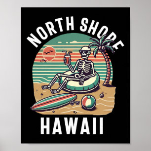 Poster Souvenir de North Shore Oahu Hawaï Hawaïen Surfeur