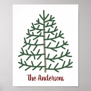 Poster Souvenir de vacances de famille d'arbre de Noël