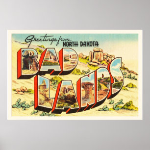 Poster Souvenir de Vintage voyage de ND du Dakota du Nord