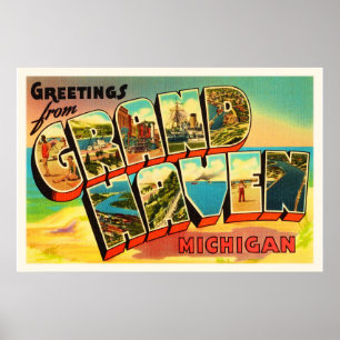Poster Souvenir grand de Vintage voyage du Michigan MI