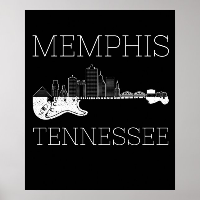 Poster Souvenir Memphis Guitare Musique Tennessee Memphis (Devant)