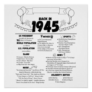 Poster Souvenirs d'anniversaire de 1945