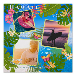 Poster Souvenirs de voyage au paradis tropical mer