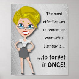 Poster Souviens-toi de l'anniversaire de la femme, drôle 