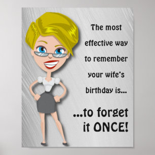 Poster Souviens-toi de l'anniversaire de la femme, drôle 