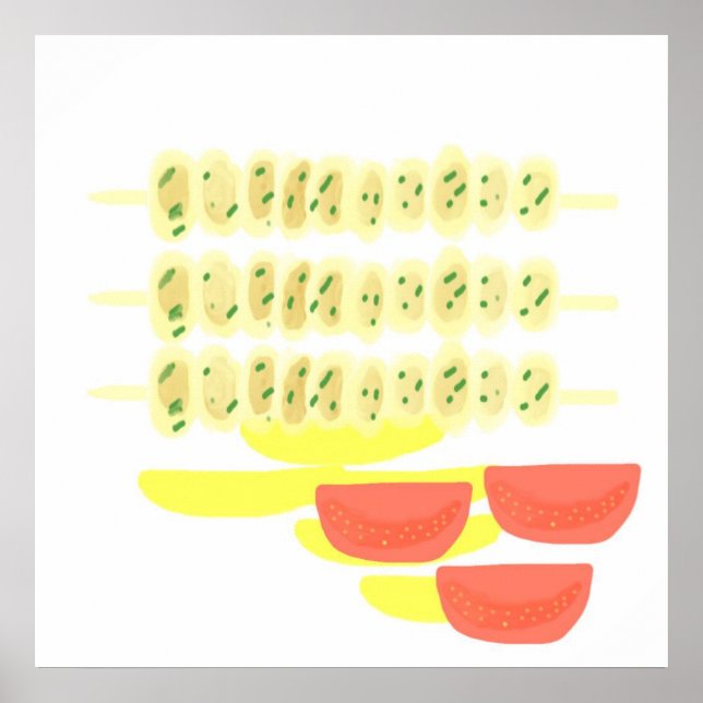 Poster souvlaki art de peinture de nourriture grecque (Devant)