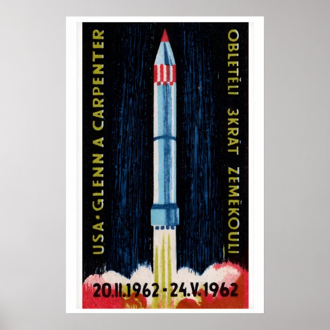 Poster Soviet Rocket Launch 1962 Astronaut - Matchbox (Devant)