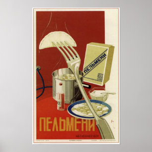 Poster Soviétique Pelmeni de l'URSS annonçant 1936